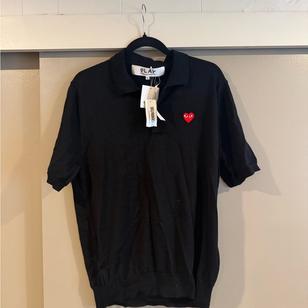 Comme des Garcons Short Sleeve Wool Black Polo Shirt